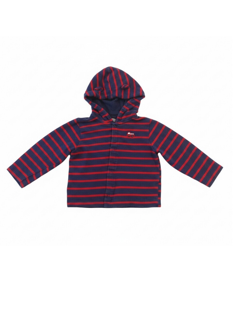 🔥5/$25🔥 Vintage GERBER BABY Navy & Red Striped Baby Hoodie 24M